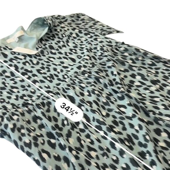 LOFT Blue Leopard Dress with Long sleeves NEW Size Small - Picture 9 of 11